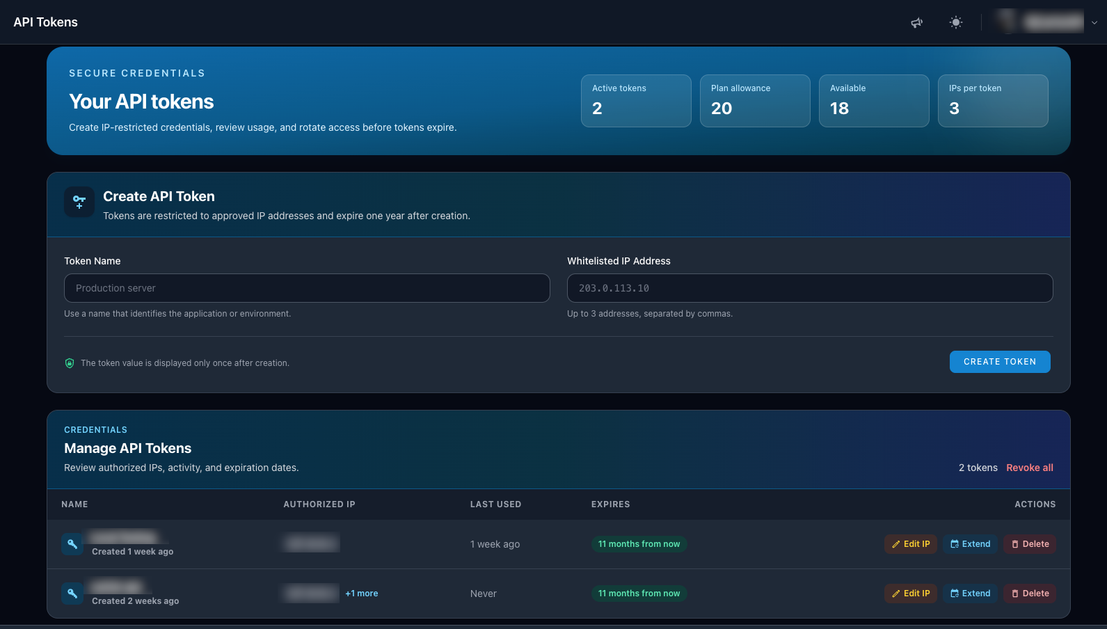 API Token Manager
